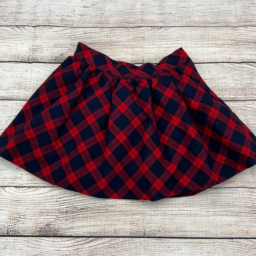 Janie and Jack Red and Navy Plaid Skirt Sz 3